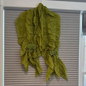 Elegant Green Scarf with Beaded Accents